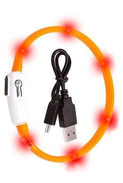 Obojek USB Visio Light LED nabíjecí 35cm oranžový KAR