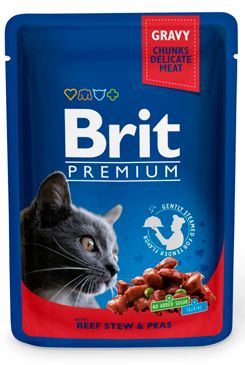 Brit Premium Cat kapsa with Beef Stew & Peas 100g