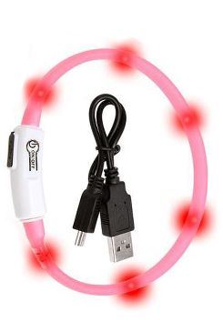 Obojek USB Visio Light LED nabíjecí 35cm růžový KAR